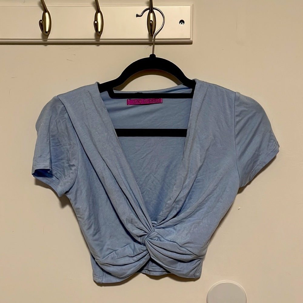 JAC PARKER light blue twist crop top